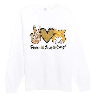 Peace Love Corgi Funny Dog Mom Mother's Day Gift Corgi Lover Premium Crewneck Sweatshirt