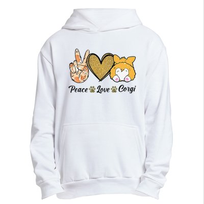 Peace Love Corgi Funny Dog Mom Mother's Day Gift Corgi Lover Urban Pullover Hoodie