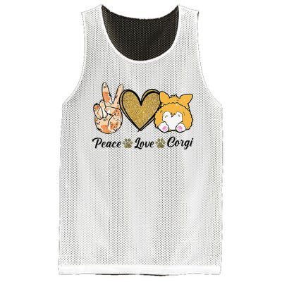 Peace Love Corgi Funny Dog Mom Mother's Day Gift Corgi Lover Mesh Reversible Basketball Jersey Tank