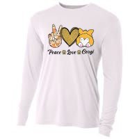 Peace Love Corgi Funny Dog Mom Mother's Day Gift Corgi Lover Cooling Performance Long Sleeve Crew