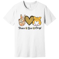 Peace Love Corgi Funny Dog Mom Mother's Day Gift Corgi Lover Premium T-Shirt