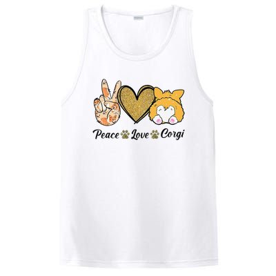 Peace Love Corgi Funny Dog Mom Mother's Day Gift Corgi Lover PosiCharge Competitor Tank