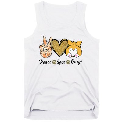 Peace Love Corgi Funny Dog Mom Mother's Day Gift Corgi Lover Tank Top