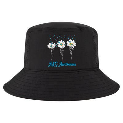 Peace Love Cure ALS Awareness Costume Daisy Ribbon Cool Comfort Performance Bucket Hat