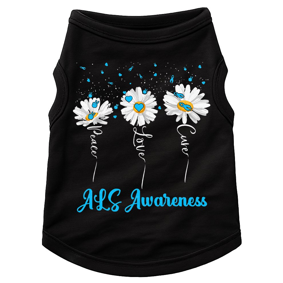Peace Love Cure ALS Awareness Costume Daisy Ribbon Doggie Tank