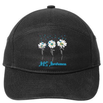 Peace Love Cure ALS Awareness Costume Daisy Ribbon 7-Panel Snapback Hat