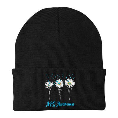 Peace Love Cure ALS Awareness Costume Daisy Ribbon Beanie