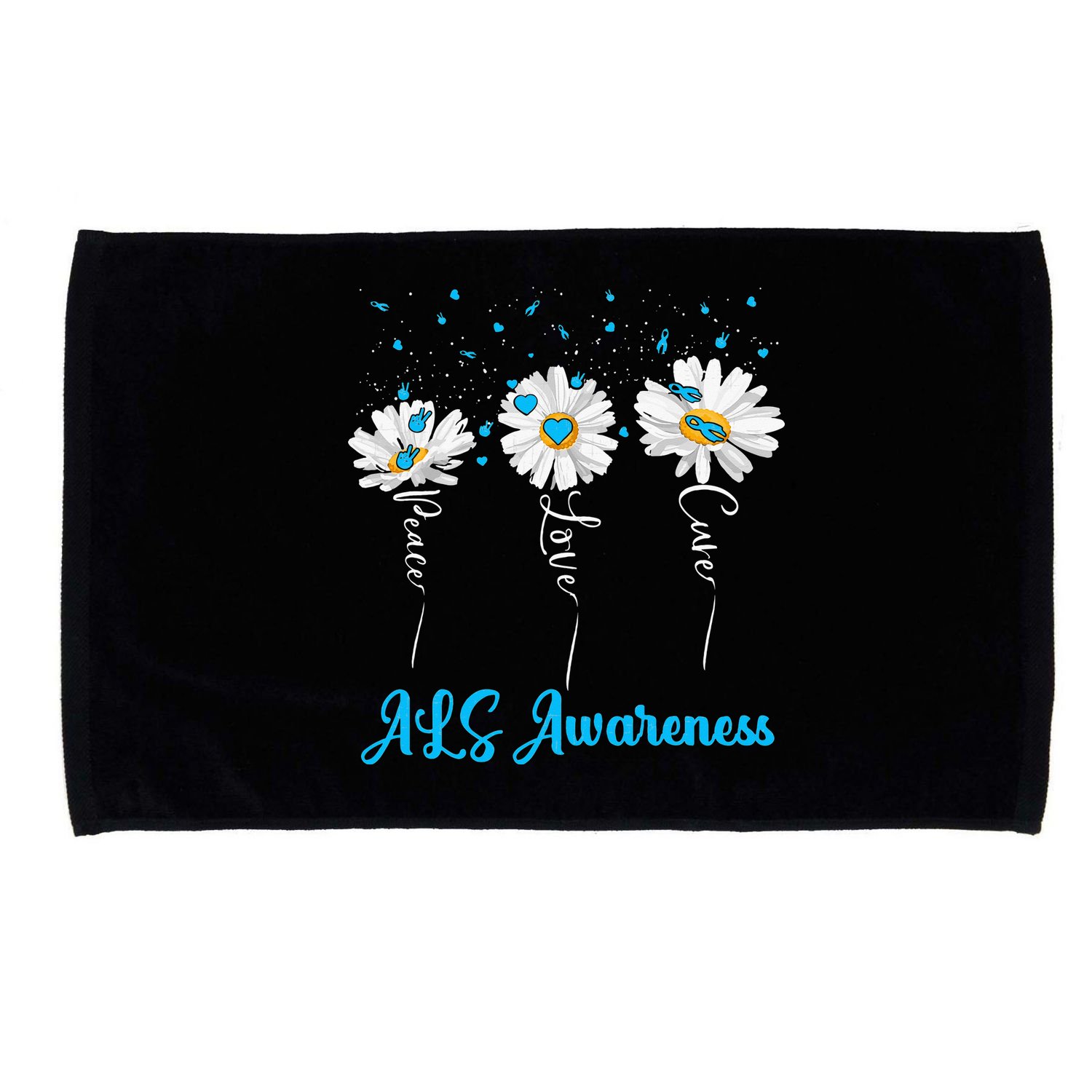 Peace Love Cure ALS Awareness Costume Daisy Ribbon Microfiber Hand Towel