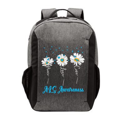 Peace Love Cure ALS Awareness Costume Daisy Ribbon Vector Backpack