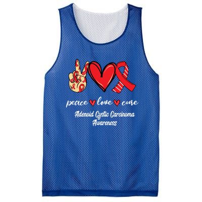 Peace Love Cure Adenoid Cystic Carcinoma Ribbon Awareness Gift Mesh Reversible Basketball Jersey Tank