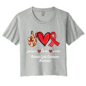 Peace Love Cure Adenoid Cystic Carcinoma Ribbon Awareness Gift Women's Crop Top Tee