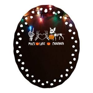 Peace Love Chihuahua Halloween Dog Mug Cute Gift Ceramic Oval Ornament