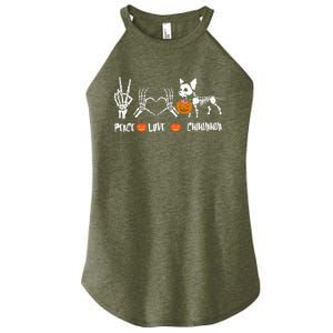 Peace Love Chihuahua Halloween Dog Mug Cute Gift Women's Perfect Tri Rocker Tank