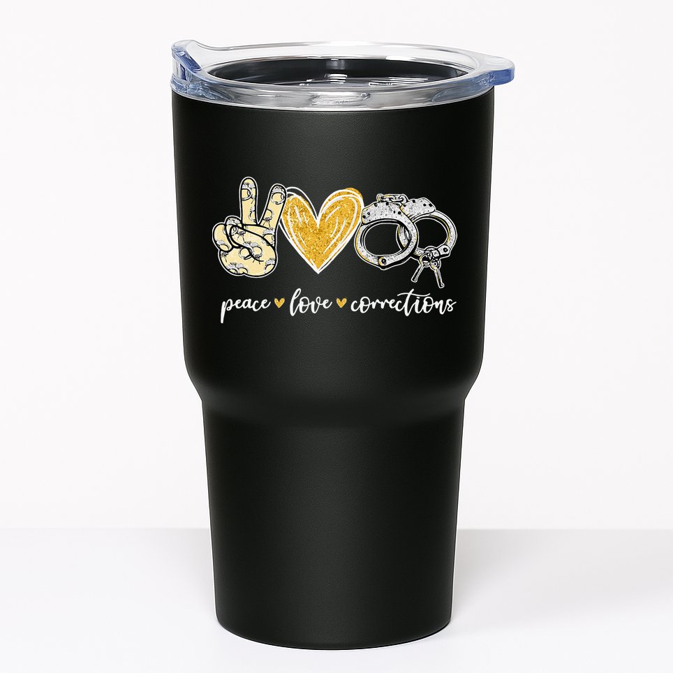 Peace Love Corrections Handcuff Funny Police Officer Gifts Tumbler