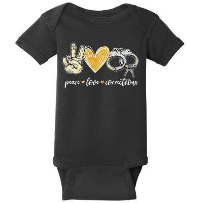 Peace Love Corrections Handcuff Funny Police Officer Gifts Baby Bodysuit