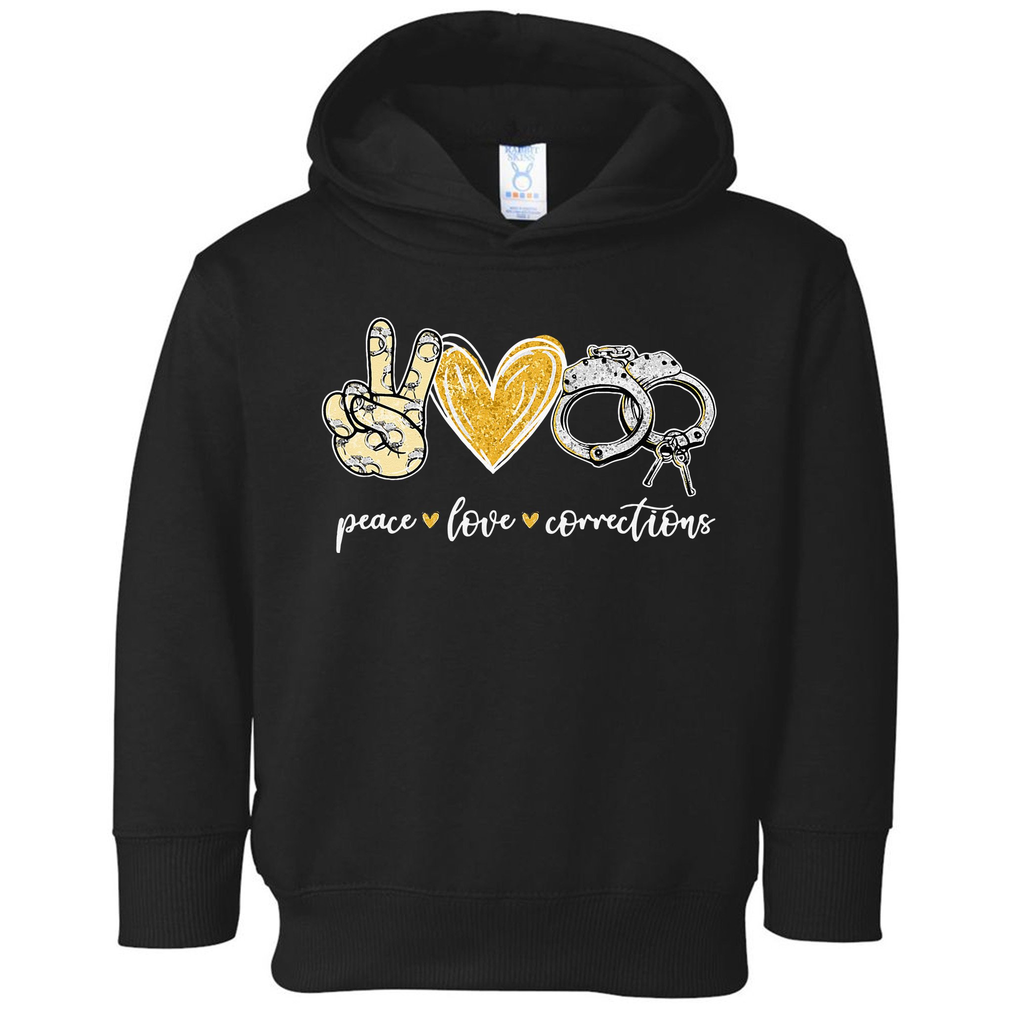 Peace Love Corrections Handcuff Funny Police Officer Gifts Toddler Hoodie