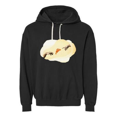 Pizza Lovers Creation Of Adam Party Renaissance Art Garment-Dyed Fleece Hoodie