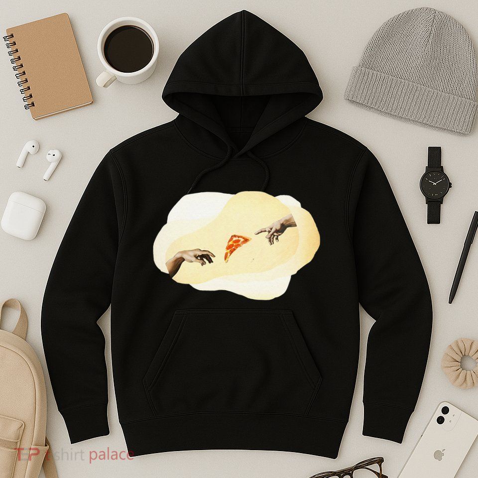 Pizza Lovers Creation Of Adam Party Renaissance Art Hoodie