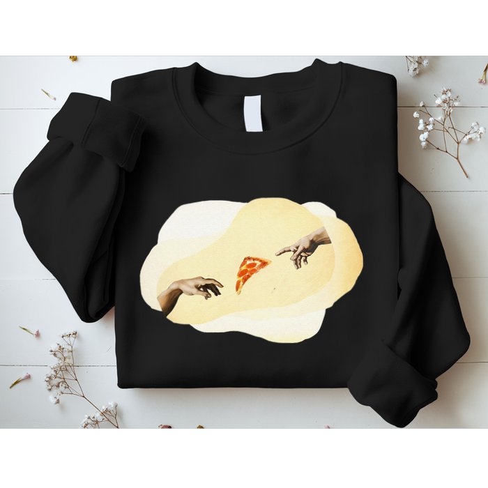 Pizza Lovers Creation Of Adam Party Renaissance Art Sweatshirt