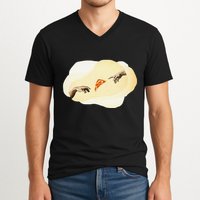Pizza Lovers Creation Of Adam Party Renaissance Art V-Neck T-Shirt
