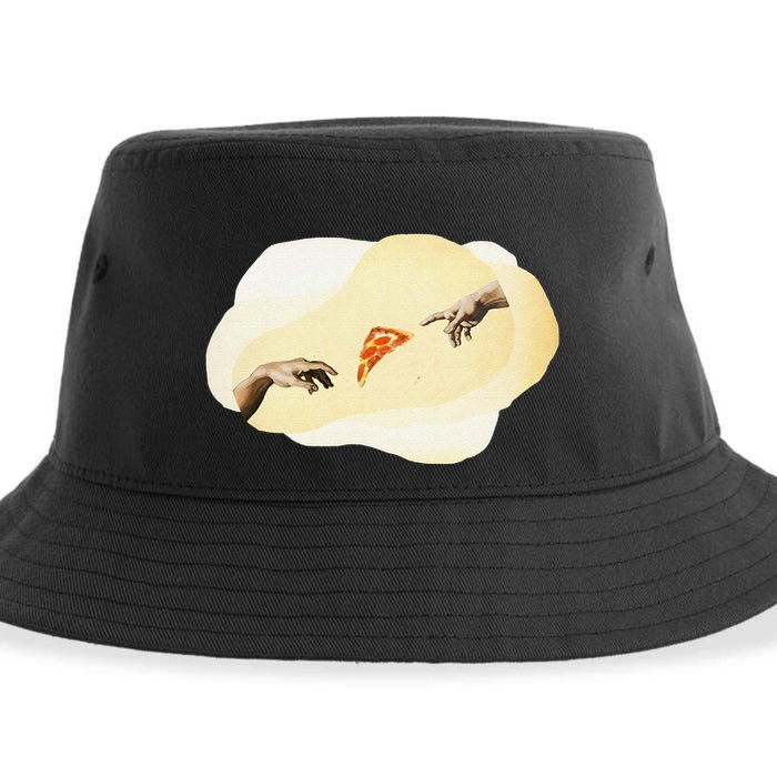 Pizza Lovers Creation Of Adam Party Renaissance Art Sustainable Bucket Hat