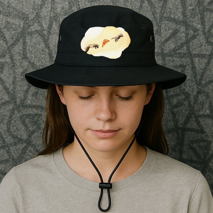 Pizza Lovers Creation Of Adam Party Renaissance Art Bucket Hat