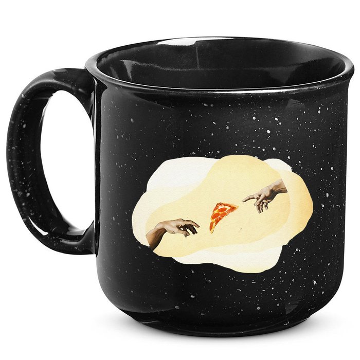 Pizza Lovers Creation Of Adam Party Renaissance Art 15oz Campfire Ceramic Mug