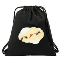 Pizza Lovers Creation Of Adam Party Renaissance Art Drawstring Bag