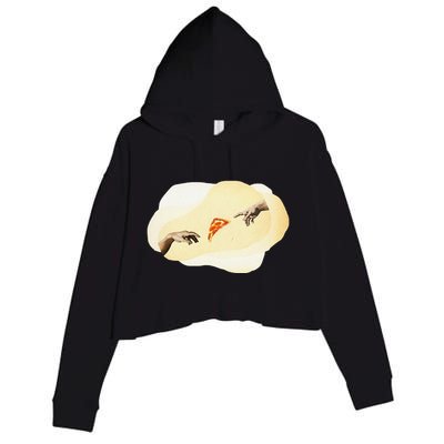 Pizza Lovers Creation Of Adam Party Renaissance Art Crop Fleece Hoodie