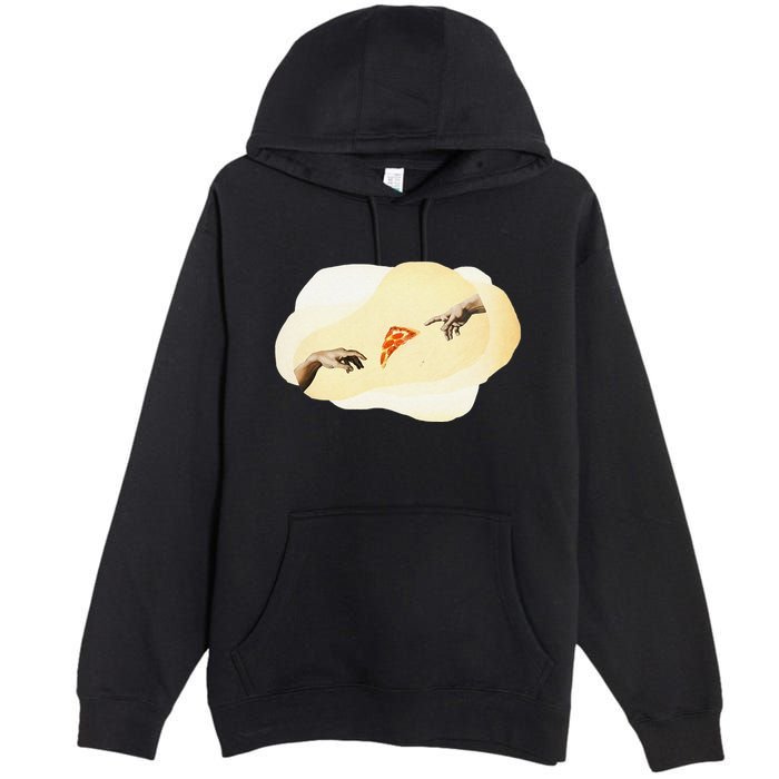 Pizza Lovers Creation Of Adam Party Renaissance Art Premium Pullover Hoodie