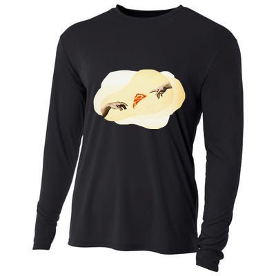 Pizza Lovers Creation Of Adam Party Renaissance Art Cooling Performance Long Sleeve Crew