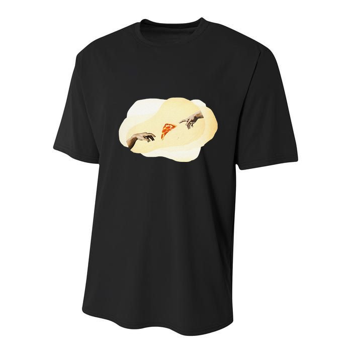 Pizza Lovers Creation Of Adam Party Renaissance Art Youth Performance Sprint T-Shirt