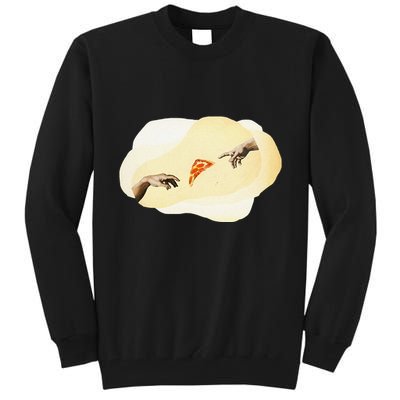 Pizza Lovers Creation Of Adam Party Renaissance Art Tall Sweatshirt
