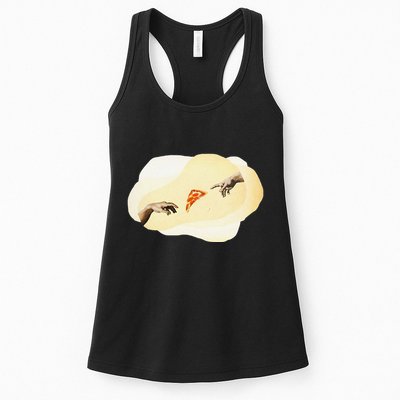 Pizza Lovers Creation Of Adam Party Renaissance Art Womens Tank Top