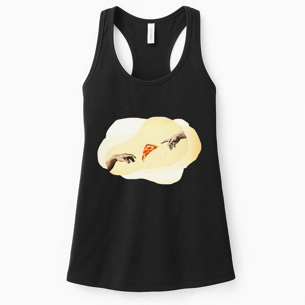 Pizza Lovers Creation Of Adam Party Renaissance Art Womens Tank Top