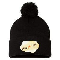 Pizza Lovers Creation Of Adam Party Renaissance Art Pom Pom 12in Knit Beanie