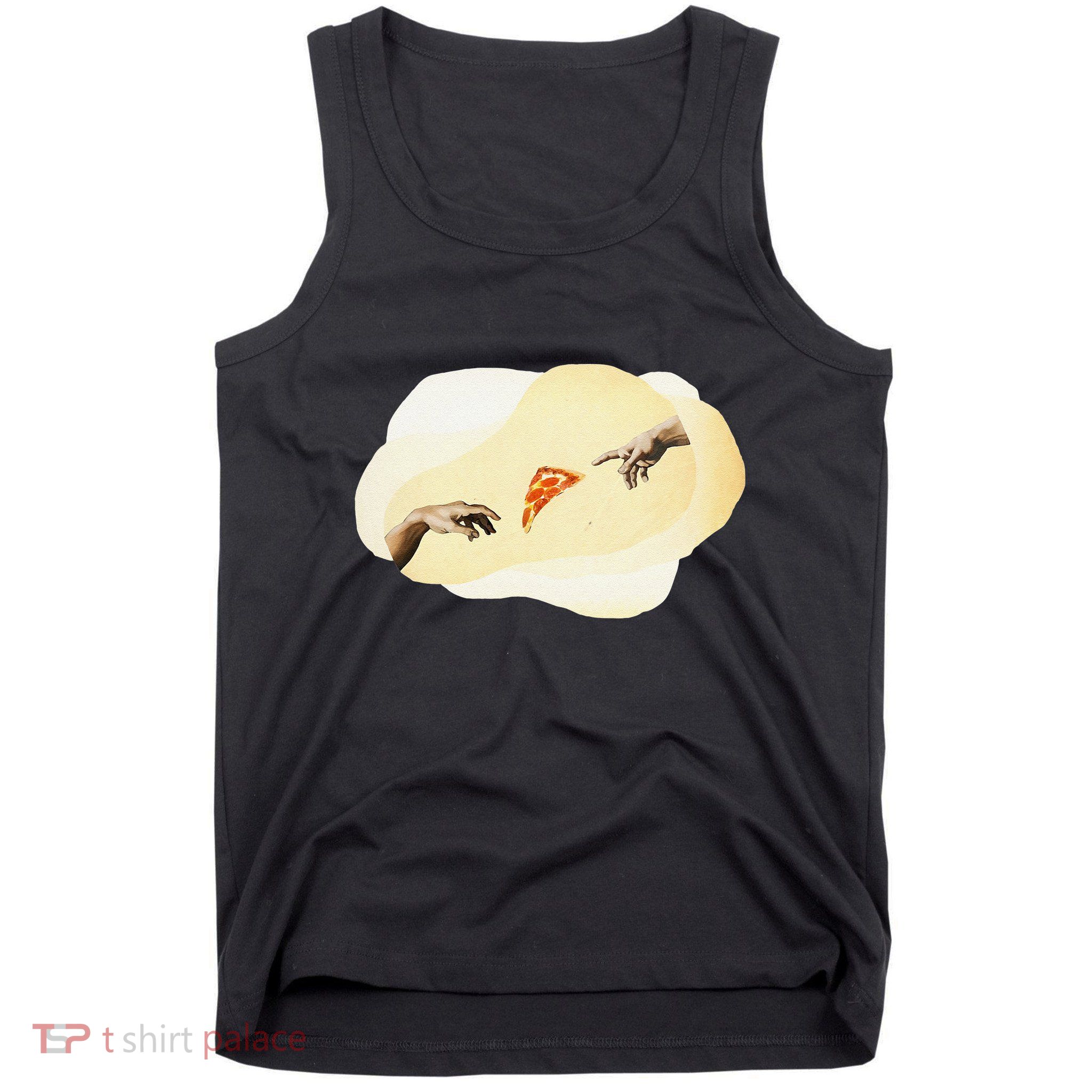 Pizza Lovers Creation Of Adam Party Renaissance Art Tank Top