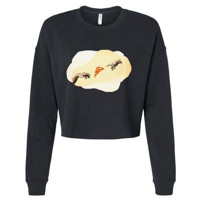 Pizza Lovers Creation Of Adam Party Renaissance Art Cropped Pullover Crew