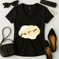 Pizza Lovers Creation Of Adam Party Renaissance Art Women's V-Neck T-Shirt