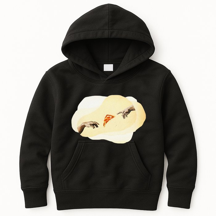Pizza Lovers Creation Of Adam Party Renaissance Art Kids Hoodie