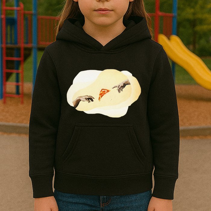 Pizza Lovers Creation Of Adam Party Renaissance Art Kids Hoodie