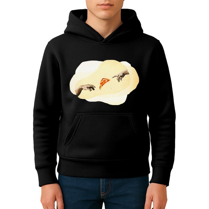 Pizza Lovers Creation Of Adam Party Renaissance Art Kids Hoodie