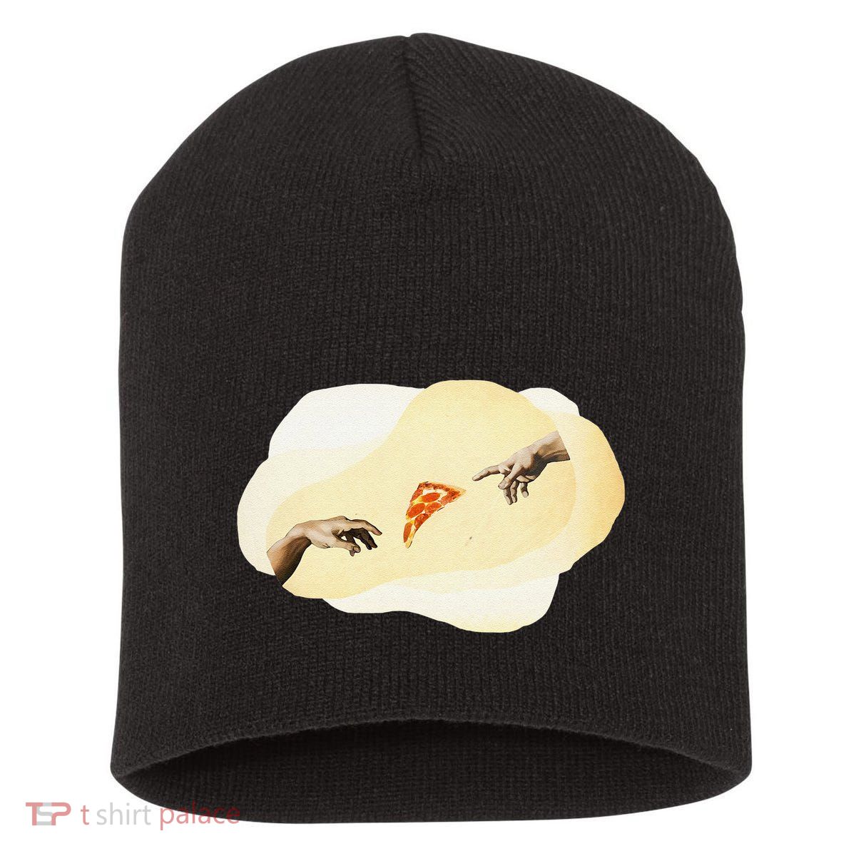 Pizza Lovers Creation Of Adam Party Renaissance Art Short Acrylic Beanie
