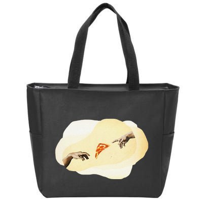 Pizza Lovers Creation Of Adam Party Renaissance Art Zip Tote Bag