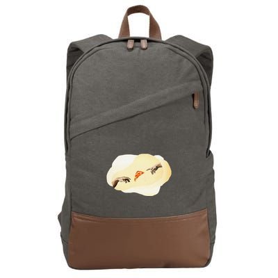 Pizza Lovers Creation Of Adam Party Renaissance Art Cotton Canvas Backpack
