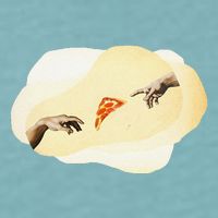 Pizza Lovers Creation Of Adam Party Renaissance Art Sueded Cloud Jersey T-Shirt