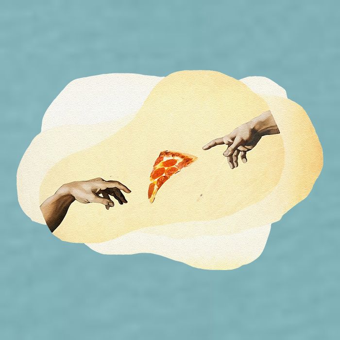Pizza Lovers Creation Of Adam Party Renaissance Art Sueded Cloud Jersey T-Shirt