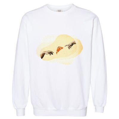 Pizza Lovers Creation Of Adam Party Renaissance Art Garment-Dyed Sweatshirt