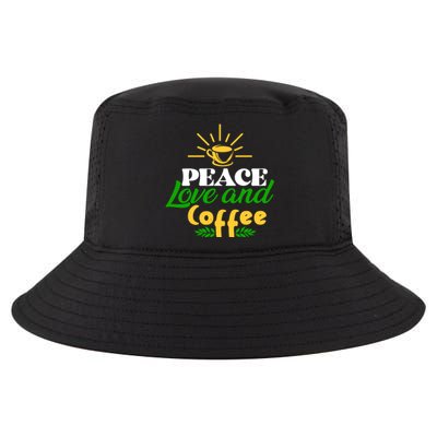 Peace Love & Coffee Motif Cool Comfort Performance Bucket Hat