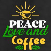 Peace Love & Coffee Motif 7 Panel Mesh Trucker Snapback Hat